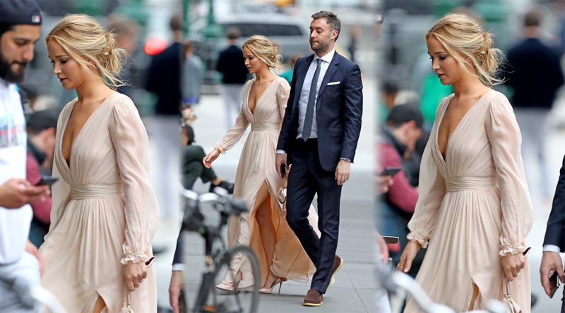 Jennifer Lawrence – Sexy Braless Candids in New York