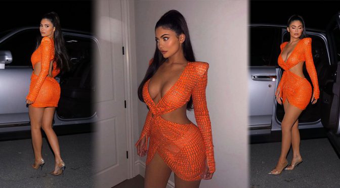 Kylie Jenner – Sexy See-Through Dress in Los Angeles