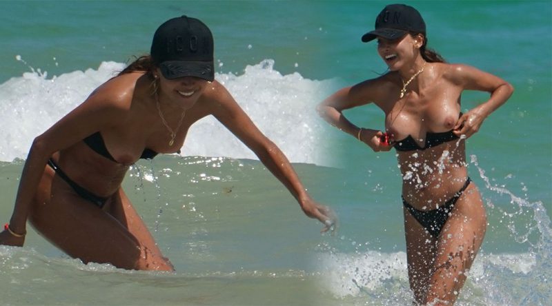 Patricia Contreras – Bikini Malfunction Candids at the Beach in Miami (NSFW)