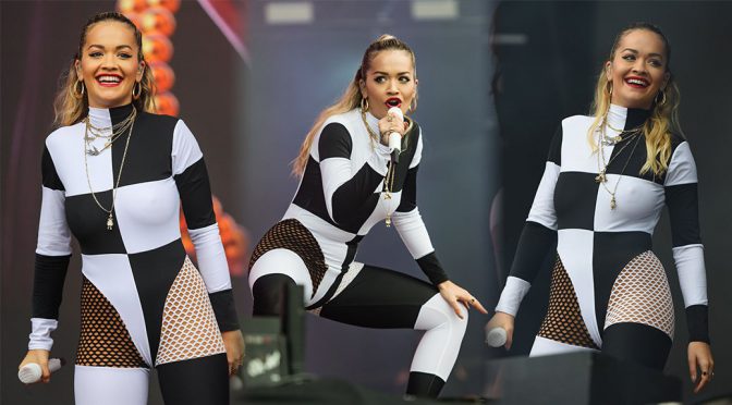 Rita Ora Braless Performing at BBC Biggest Weekend in Swansea