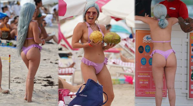 Chanel West Coast – Thong Bikini Candids in Miami Beach