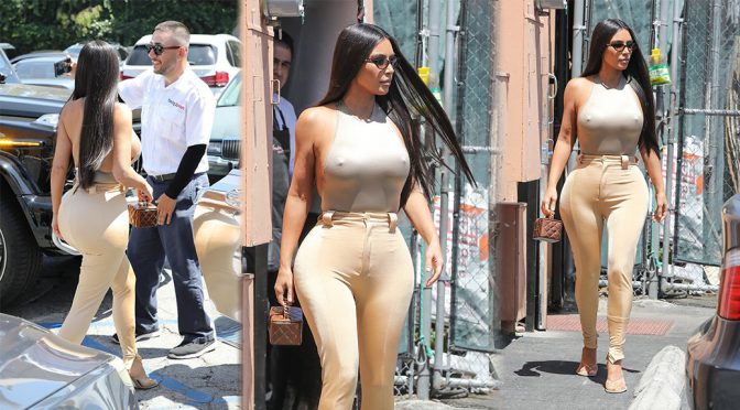 Kim Kardashian – Braless Candids at Emilio’s Trattoria in California