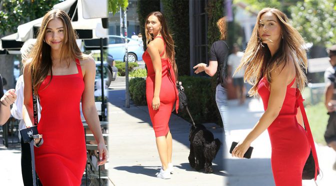 Alexis Ren – Sexy Red Dress in West Hollywood