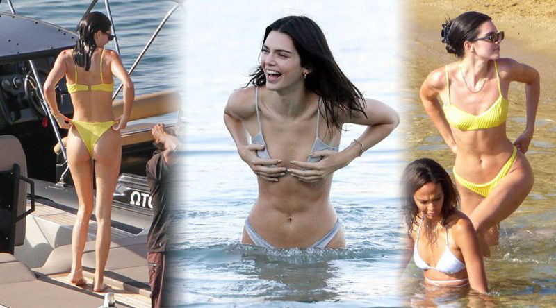 Kendall Jenner in Bikini at a Beach in Mykonos