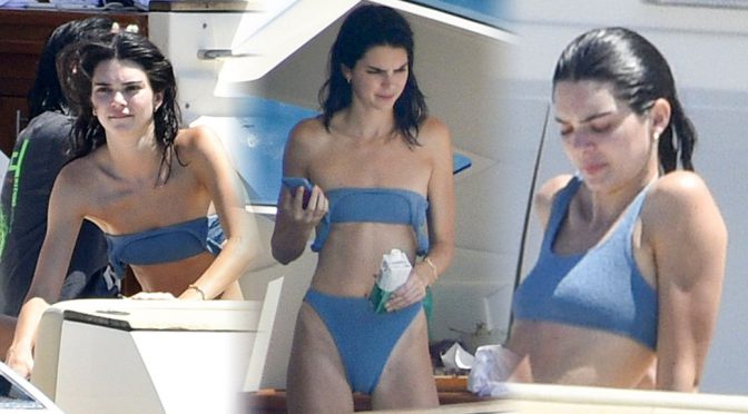 Kendall Jenner – Bikini Candids on a Yacht in Corsica