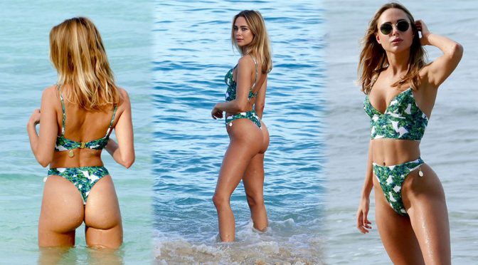 Kimberley Garner – Sexy Thong BIkini Candids at a Beach in St Tropez
