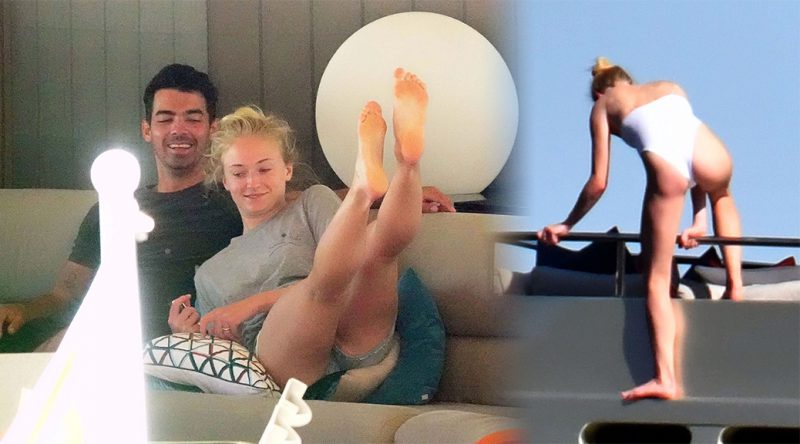 Sophie Turner – Sexy Swimsuit Candids on Yacht in Italy
