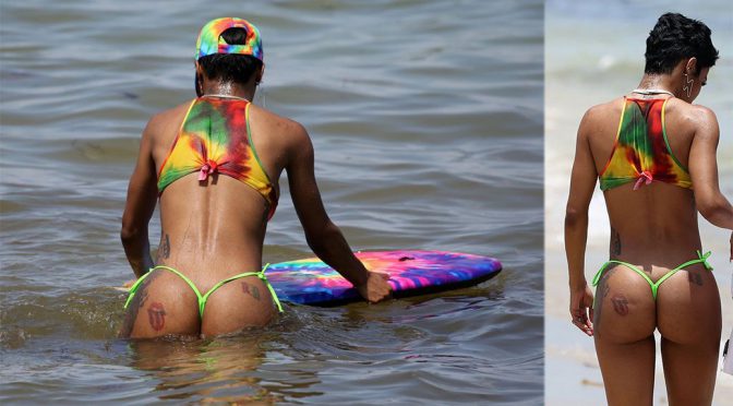 Teyana Taylor – Thong Bikini Candids in Miami
