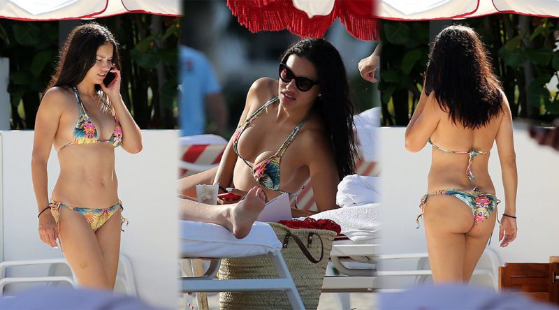 Adriana Lima – Bikini Candids on the Beach in Miami