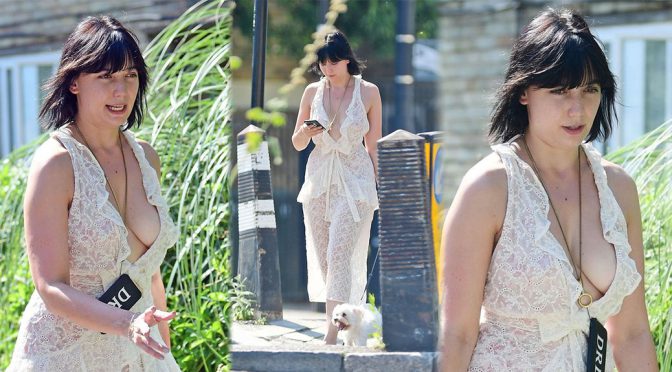 Daisy Lowe – Braless Big Cleavage in London