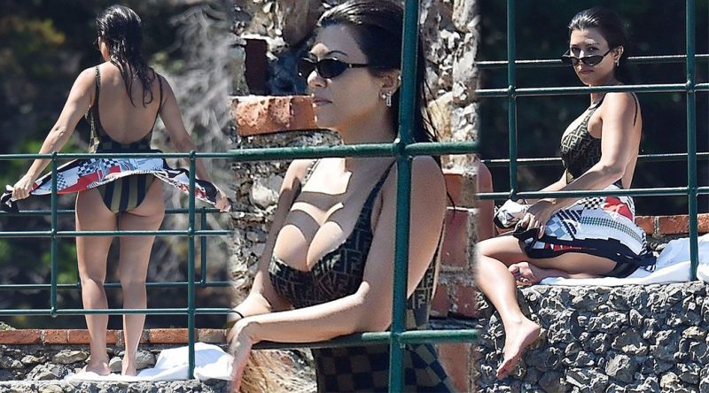 Kourtney Kardashian – Swimsuit Candids in Portofino
