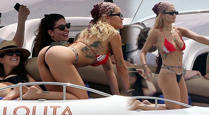 Rita Ora in Sexy Thong Bikini on a Yacht in Ibiza