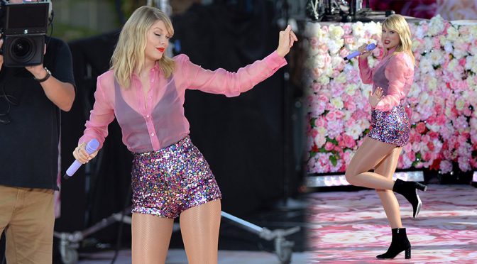 Taylor Swift Leggy on ABC’s “Good Morning America” in New York