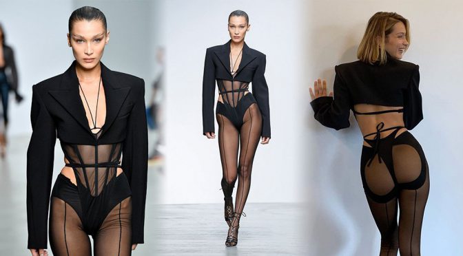 Bella Hadid – Sexy Ass at “Mugler” SS20 Fashion Show in Paris