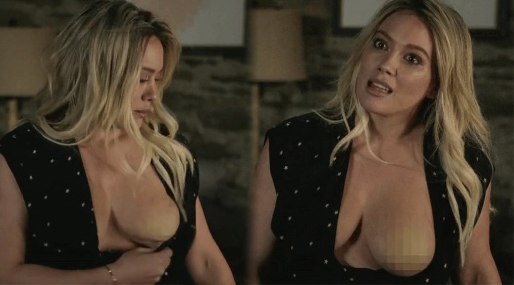 Hilary Duff Topless Boob Slip Censored.