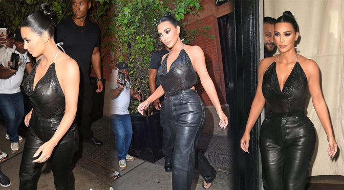 Kim Kardashian – Braless See-Through Candids at the Tonight Show with Jimmy Fallon in New York