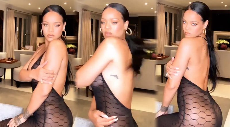 Rihanna – Transparent Bodysuit Lingerie Video