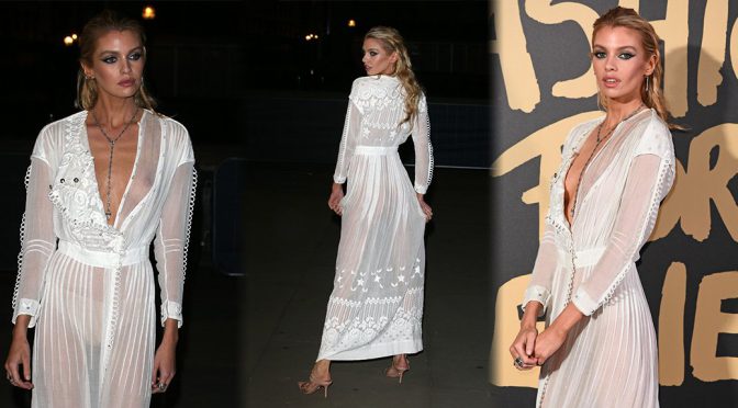 Stella Maxwell – Braless -See-Through Dress at Fashion For Relief London 2019
