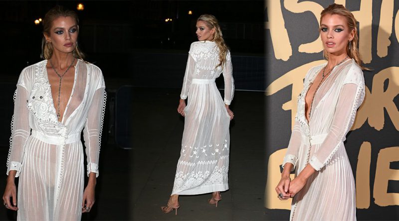 Stella Maxwell – Braless -See-Through Dress at Fashion For Relief London 2019