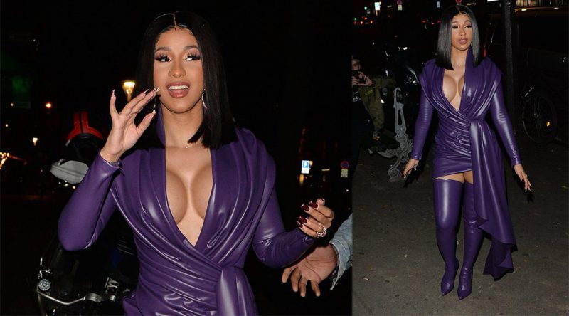 Cardi B – Big Braless Cleavage in Paris