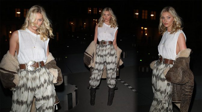 Elsa Hosk – Braless at “Isabel Marant” Fashion Show in Paris