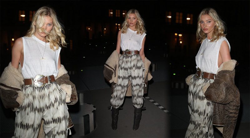 Elsa Hosk – Braless at “Isabel Marant” Fashion Show in Paris