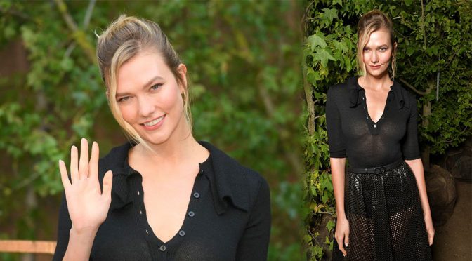 Karlie Kloss – Braless Breasts at Christian Dior Fashion Show in Paris