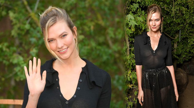 Karlie Kloss – Braless Breasts at Christian Dior Fashion Show in Paris