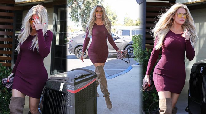 Khloe Kardashian – Sexy Tight Dress at Plata Taqueria & Cantina in Agoura Hills