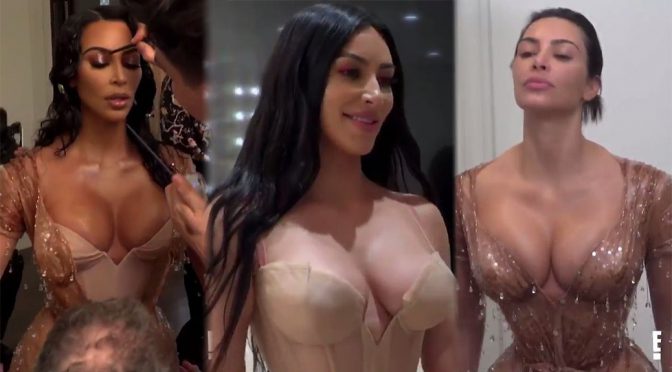 Kim Kardashian – Sexy Big Boobs at Met Gala Behind the Scenes