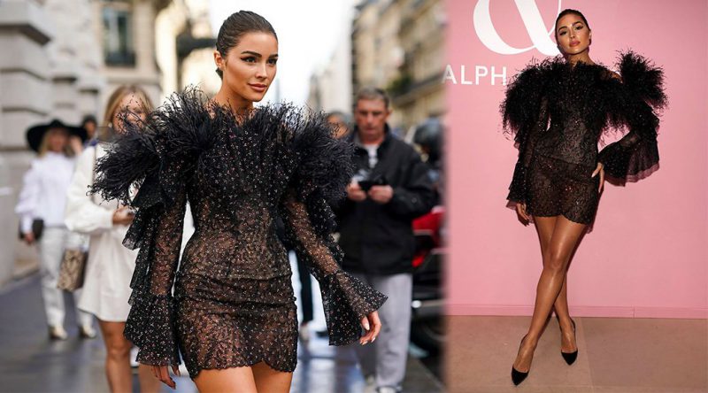 Olivia Culpo โ Sexy Sheer Dress at Ralph & Russo Fashion Show in Paris
