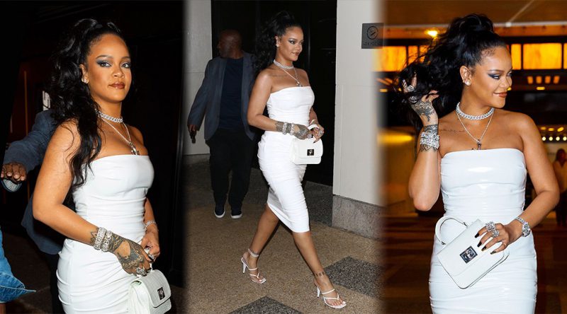 Rihanna – Sexy White Dress at Miyake Mugler Porcelain Ball in New York