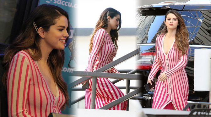 Selena Gomez – Braless Candids at SiriusXM Hollywood Studios in Los Angeles