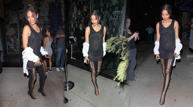 Shanina Shaik – Sexy Black Boots at The Catch in West Hollywood
