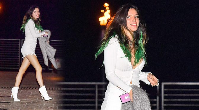 Bella Thorne – Sexy Legs in Mini Skirt at Nobu in Malibu