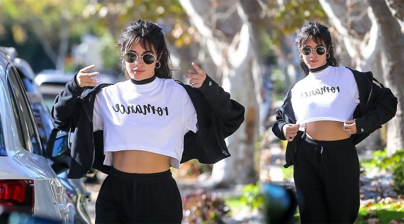 Camila Cabello – Sexy Tummy in White Crop Top Out in Studio City