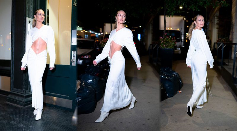 Candice Swanepoel – Sexy in White Dress Out in Tribeca