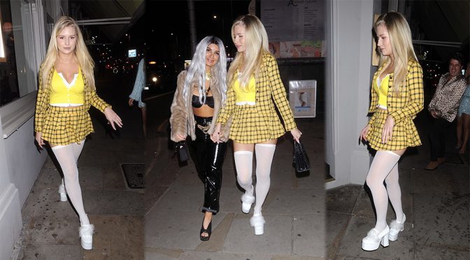Lottie Moss – Sexy in Stockings at a Halloween Party in London