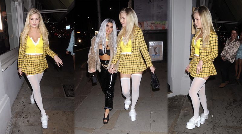 Lottie Moss – Sexy in Stockings at a Halloween Party in London