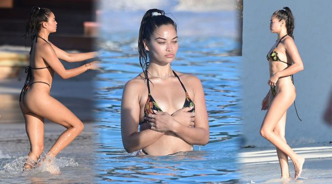Shanina Shaik – Tiny Thong Bikini Candids in St Barts