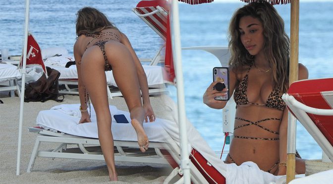 Chantel Jeffries – Sexy Ass in a Thong Bikini at the Beach in Miami