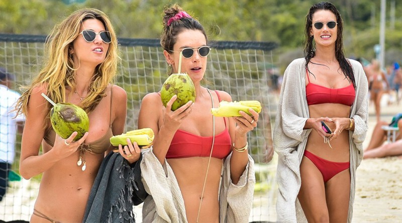 Alessandra Ambrosio – Sexy Body in Red Bikini On the Beach in Florianopolis