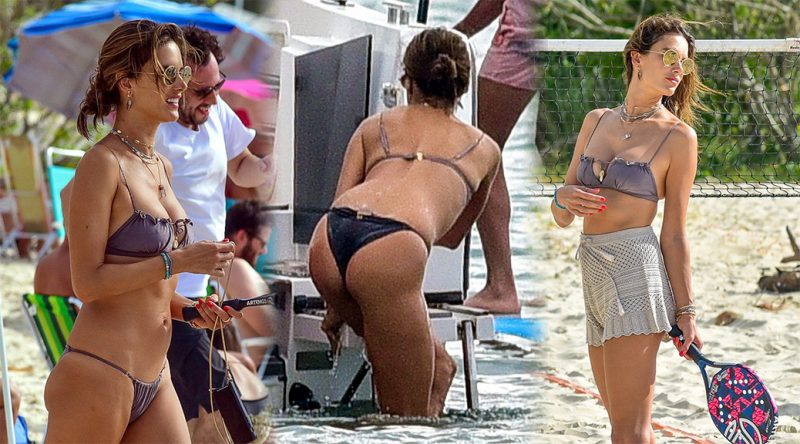 Alessandra Ambrosio – Sexy Boobs in a Tiny Bikini on the Beach in Florianopolis