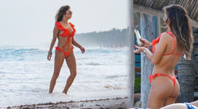 Arianny Celeste – Sexy BOobs and Ass in a Tiny Thong Bikini in Tulum