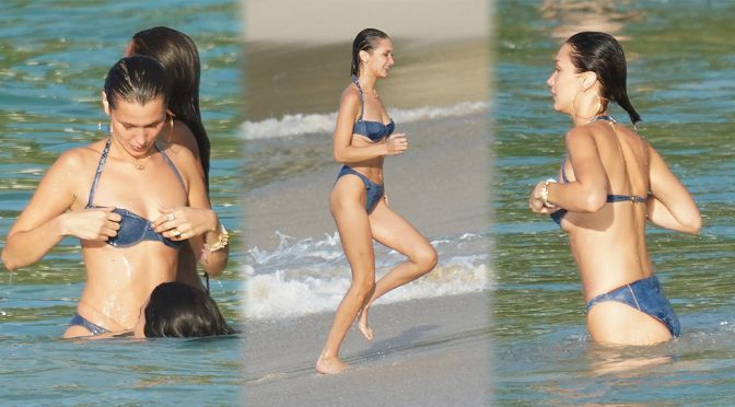 Bella Hadid – Sexy Ass and Underboobs in Bikini on the Beach in St. Barts