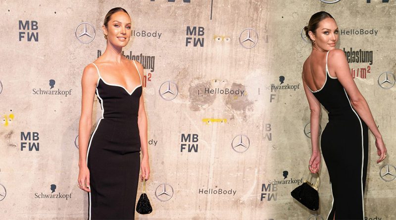 Candice Swanepoel – Sexy Braless Dress at Mercedes Benz Fashion Week Opening Ceremony in Berlin