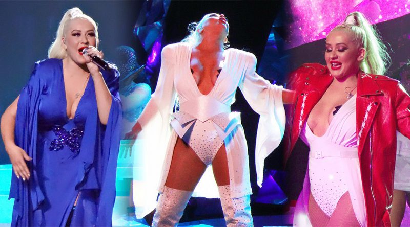 Christina Aguilera – Sexy Boobs at New Year’s Eve Concert at Zappos Theatre in Las Vegas
