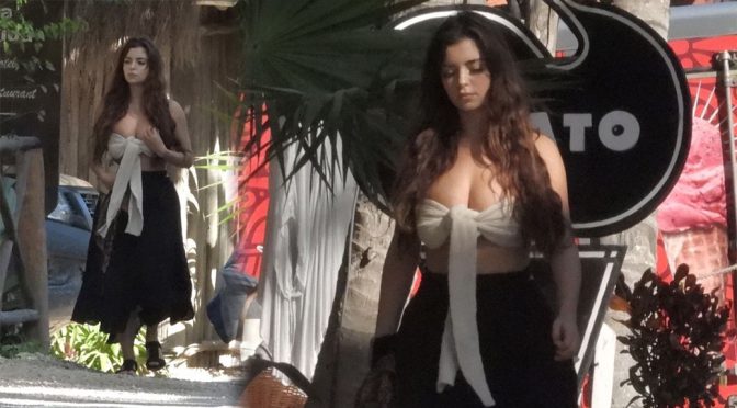 Demi Rose Mawby – Sexy Big Boobs in BIg Cleavage Out in Tulum