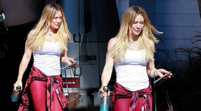 Hilary Duff – Sexy in Red Pants Out in Los Angeles