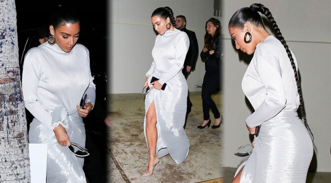 Kim Kardashian – Big Curves in Sexy Dress Out in Los Angeles